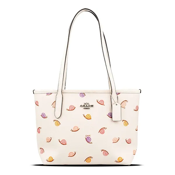 Túi Tote Nữ Coach Small City Tote With Snail Print White CV269 Màu Trắng