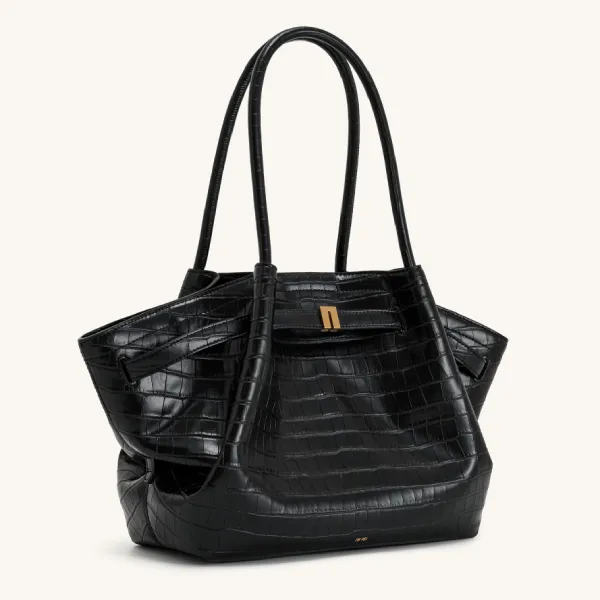 Túi Tote Nữ JW Pei Hana Medium Tote Bag Black Croc Màu Đen