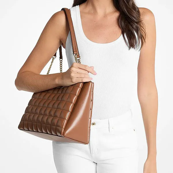 Túi Tote Nữ Michael Kors MK 35S6G1SE2Y Outlet Soho Medium Quilted Bag Màu Nâu