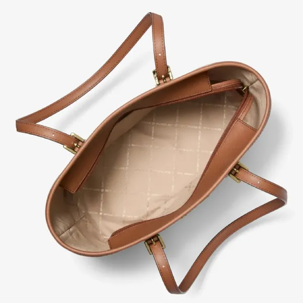 Túi Tote Nữ Michael Kors MK Jet Set Travel Small Logo Top-Zip Tote Bag 35S0GTVT1V Màu Trắng - Nâu