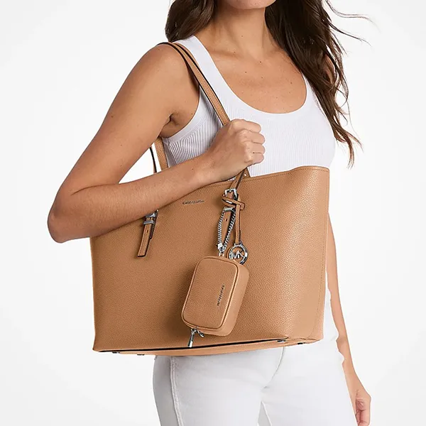 Túi Tote Nữ Michael Kors MK Quinn Large Pebbled Leather Tote Bag 30T5SQNT9L Màu Be