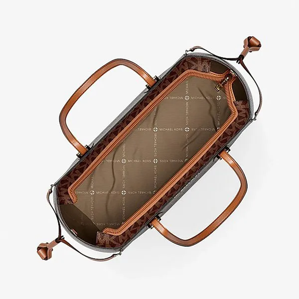 Túi Tote Nữ Michael Kors MK Voyager Extra-Small Signature Logo Convertible Crossbody 35R6GV6T0B Brown Màu Nâu Đen