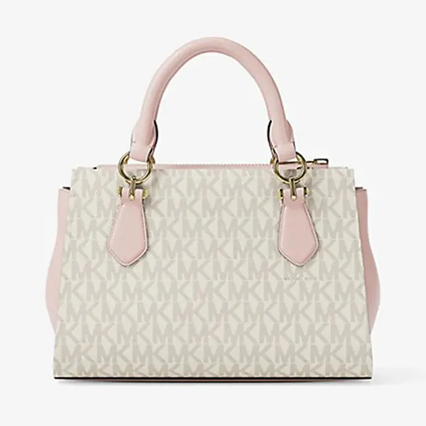 Túi Xách Tay Nữ Michael Kors MK Marilyn Small Signature Logo Messenger Bag 35F5G6AM1B PWD BLSH MLT Màu Trắng/Hồng