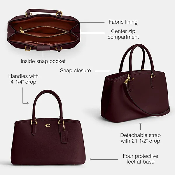 Túi Xách Tay Nữ Coach Legacy Carryall 28 Handle Bag Màu Đỏ Burgundy