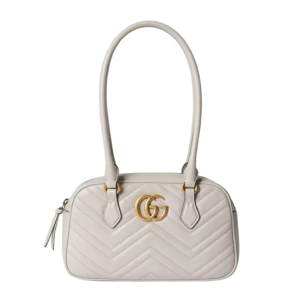 Túi Xách Tay Nữ Gucci Light Grey GG Marmont Small Top Handle Bag 795199 AABZB 1712 Màu Xám Trắng