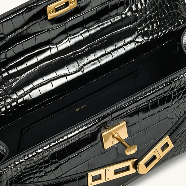 Túi Xách Tay Nữ JW Pei Noor Top Handle Bag Black Croc Màu Đen