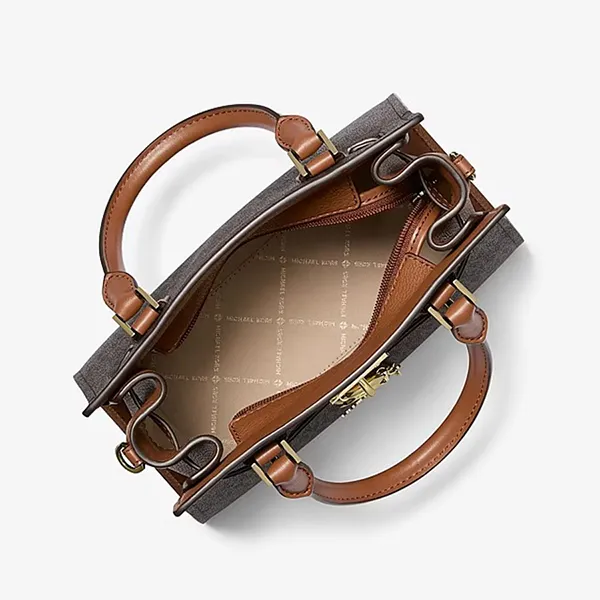 Túi Xách Tay Nữ Michael Kors Hamilton Small Signature Logo Satchel 35F1GHMS1B Màu Nâu