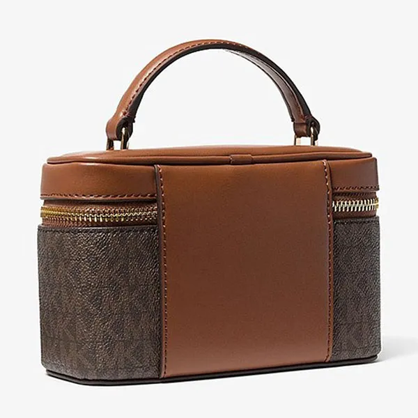 Túi Xách Tay Nữ Michael Kors MK 35F6GVFC5B Vivi Small Signature Logo Vanity Crossbody Bag Màu Nâu Đen