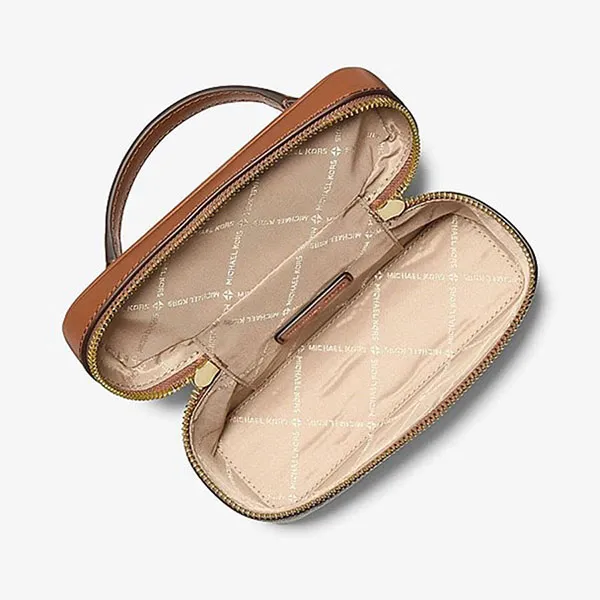 Túi Xách Tay Nữ Michael Kors MK 35F6GVFC5B Vivi Small Signature Logo Vanity Crossbody Bag Màu Nâu Đen