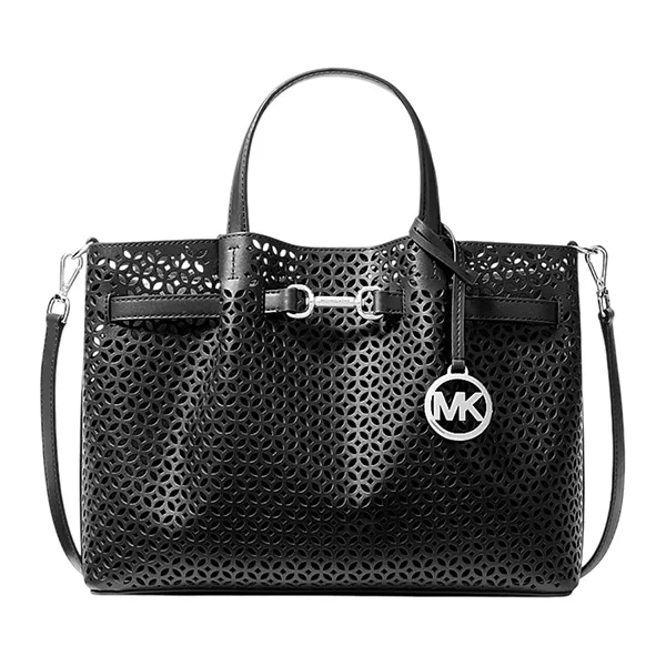 Túi Xách Tay Nữ Michael Kors MK Carson Medium Floral Laser Cut Satchel 35S6S2ZS3Y Màu Đen