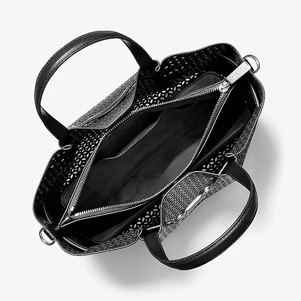 Túi Xách Tay Nữ Michael Kors MK Carson Medium Floral Laser Cut Satchel 35S6S2ZS3Y Màu Đen