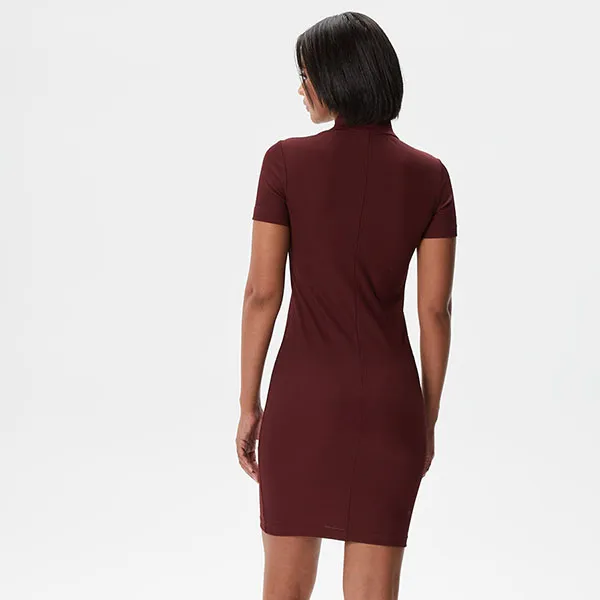 Váy Polo Nữ Lacoste Kadin Slim Fit Kisa Kollu Yaka Bordo Elbise EF3442-YUP Màu Đỏ Burgundy Size 36
