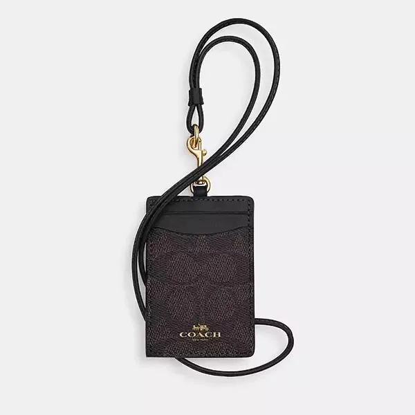 Ví Đựng Thẻ Nữ Coach Id Lanyard In Signaure Canvas CZ285 Màu Nâu Đen