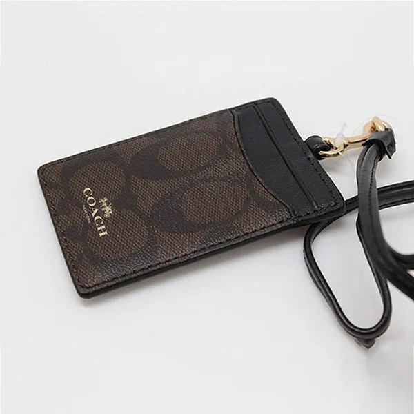 Ví Đựng Thẻ Nữ Coach Id Lanyard In Signaure Canvas CZ285 Màu Nâu Đen