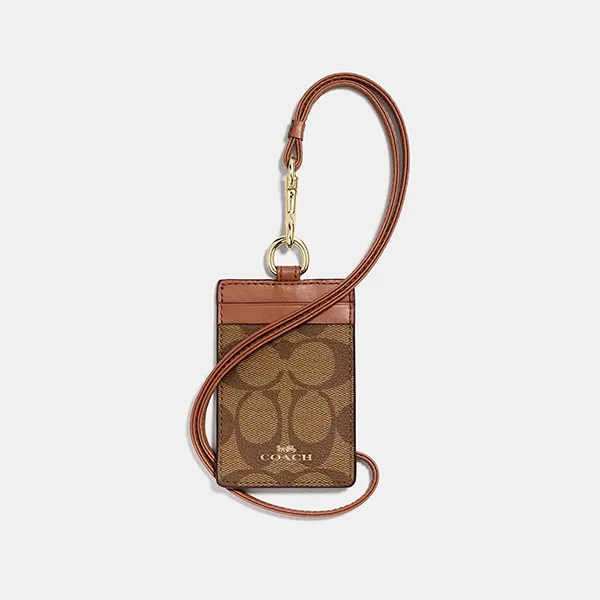 Ví Đựng Thẻ Nữ Coach Id Lanyard In Signaure Canvas CZ285 Tan Màu Be Nâu
