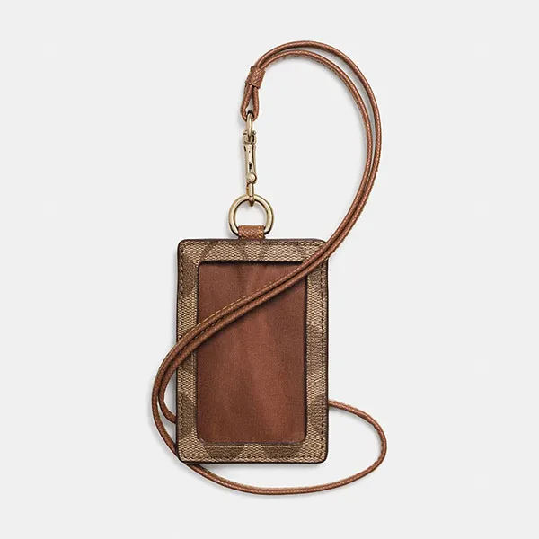 Ví Đựng Thẻ Nữ Coach Id Lanyard In Signaure Canvas CZ285 Tan Màu Be Nâu