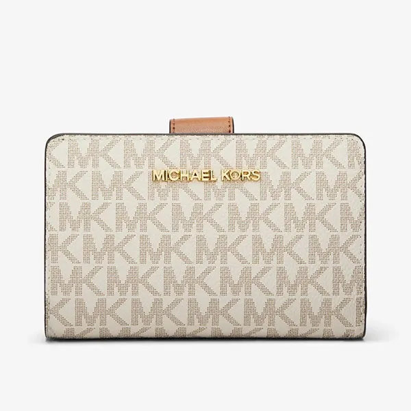 Ví Michael Kors MK 35F8GTVF2B Medium Signature Logo Wallet Vanilla Màu Trắng Nâu