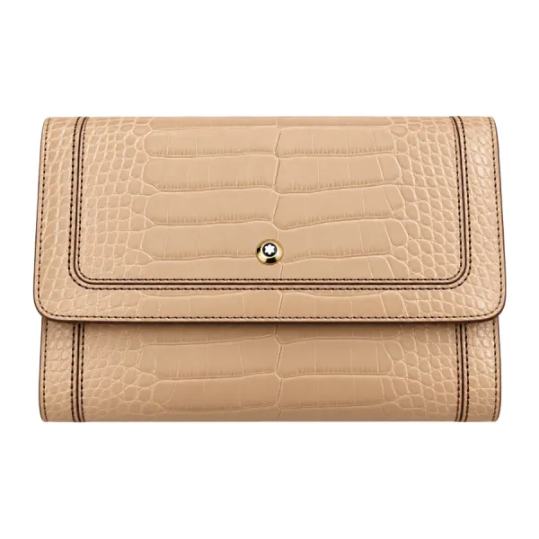 Ví Montblanc Genuine Leather Wallet Limited Trifold Màu Beige