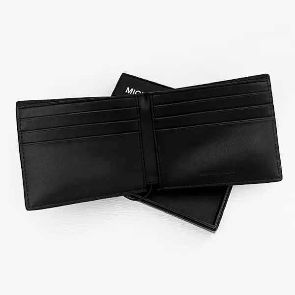 Ví Nam Michael Kors Accessories MK Short Wallet Logo Scratch Màu Đen