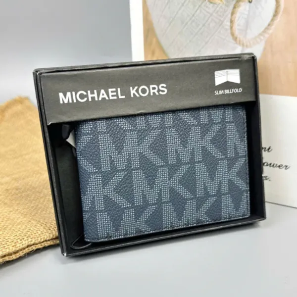 Ví Nam Michael Kors MK Monogram Slim Bi-fold Wallet 86F2SMNF5B Màu Xanh Navy