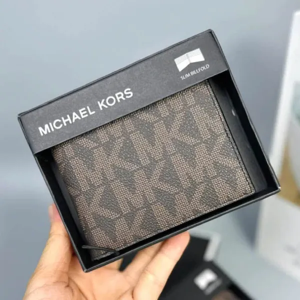 Ví Nam Michael Kors MK Monogram Slim Bi-fold Wallet 86F2SMNF5B Màu Nâu