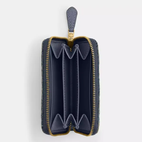 Ví Nữ Coach Essential Small Zip Around Card Case In Regenerative Cotton Denim With Quilting CCZ05 Màu Xanh