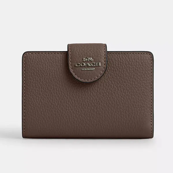 Ví Nữ Coach Medium Corner Zip Wallet CBO41 Dark Stone Màu Nâu Đen