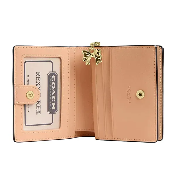 Ví Nữ Coach Snap Wallet In Signature Leather With CFA23 Màu Hồng Cam