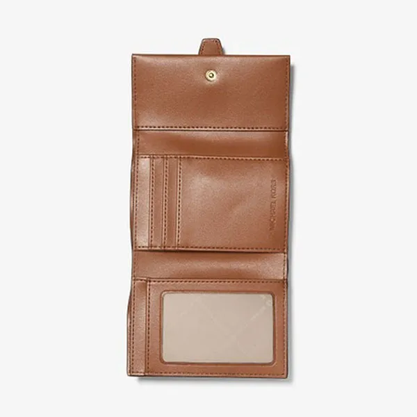 Ví Nữ Michael Kors MK Greenwich Medium Signature Logo Trifold Wallet 35R6GGRE6B Màu Nâu Đen