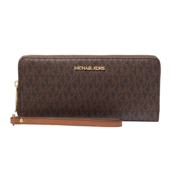 Ví Nữ Michael Kors MK Jet Set Travel Large Logo Continental Wristlet Màu Nâu