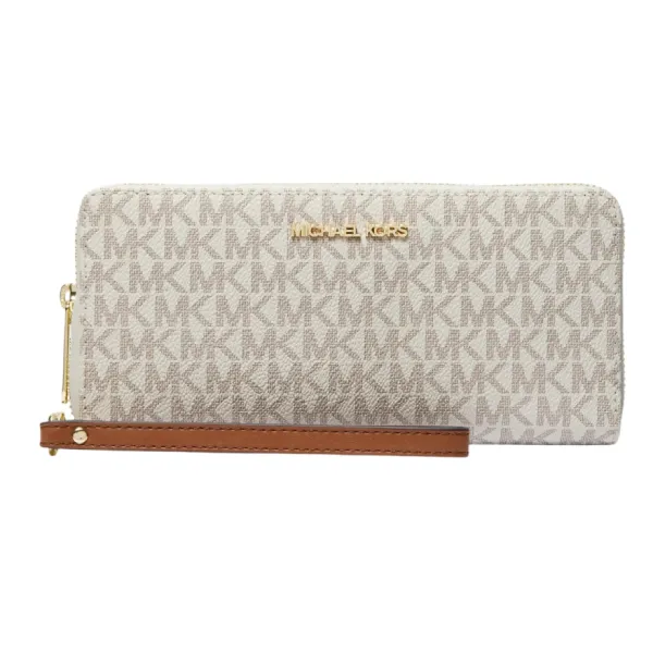 Ví Nữ Michael Kors MK Jet Set Travel Large Logo Continental Wristlet Màu Vanilla