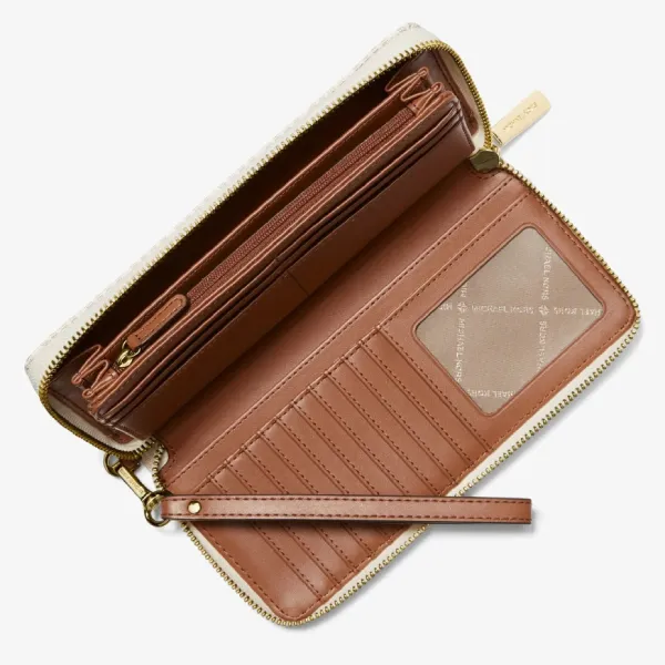Ví Nữ Michael Kors MK Jet Set Travel Large Logo Continental Wristlet Màu Vanilla