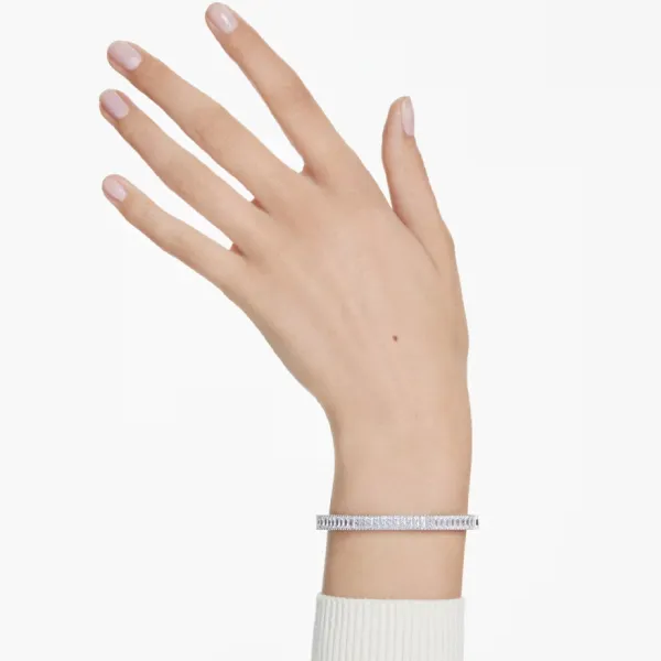 Vòng Đeo Tay Nữ Swarovski Matrix Bangle Baguette Cut, Octagon Shape, White, Rhodium Plated 5720622 Màu Trắng Size S