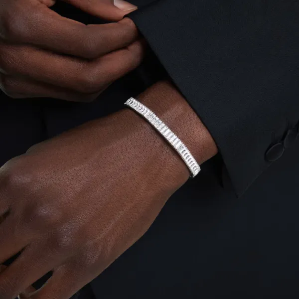 Vòng Đeo Tay Nữ Swarovski Matrix Bangle Baguette Cut, Octagon Shape, White, Rhodium Plated 5720622 Màu Trắng Size S