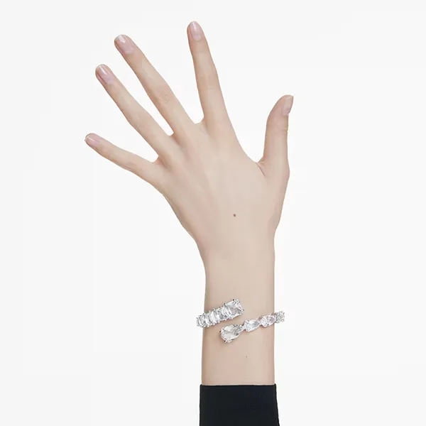 Vòng Đeo Tay Nữ Swarovski Matrix Bangle Mixed Cuts, White, Rhodium Plated 5701898 Màu Bạc