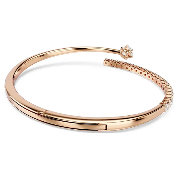 Vòng Đeo Tay Nữ Swarovski Matrix Bangle Round Cut, White, 18K Rose Gold Finish 5763819 Màu Vàng Hồng Size M