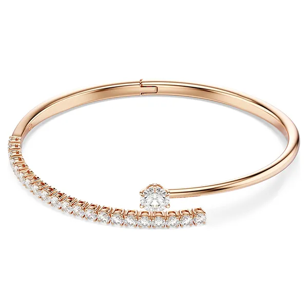 Vòng Đeo Tay Nữ Swarovski Matrix Bangle Round Cut, White, 18K Rose Gold Finish 5763819 Màu Vàng Hồng Size M