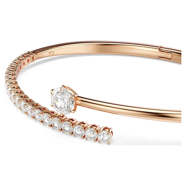 Vòng Đeo Tay Nữ Swarovski Matrix Bangle Round Cut, White, 18K Rose Gold Finish 5763819 Màu Vàng Hồng Size M