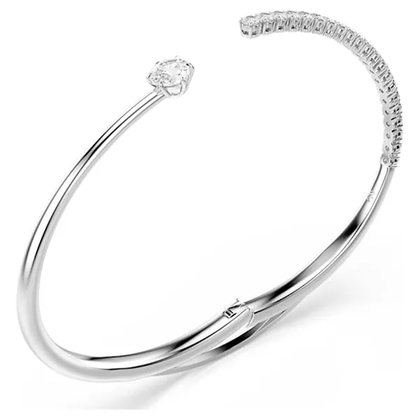 Vòng Đeo Tay Nữ Swarovski Matrix Bangle Round Cut, White, Rhodium Plated 5753570 Màu Bạc Size S