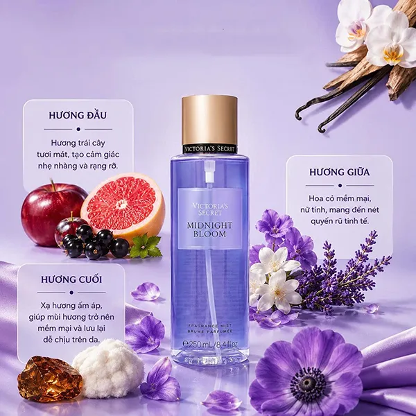 Xịt Thơm Toàn Thân Victoria's Secret Fine Fragrance Mist Midnight Bloom 250ml