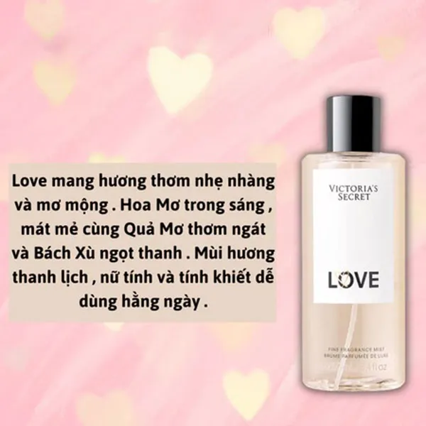 Xịt Thơm Toàn Thân Victoria's Secret Fragrance Mist Love Brume Parfumée 250ml