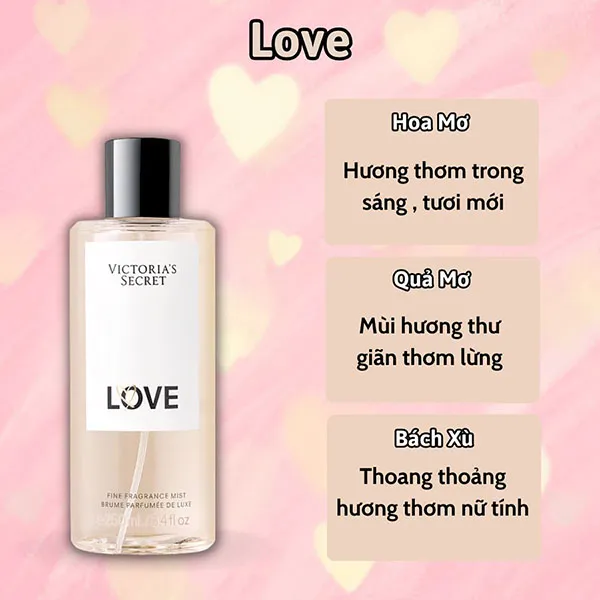 Xịt Thơm Toàn Thân Victoria's Secret Fragrance Mist Love Brume Parfumée 250ml