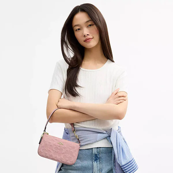 Túi Đeo Vai Nữ Coach Nolita 19 In Signature Denim CEX24 Màu Hồng Nhạt