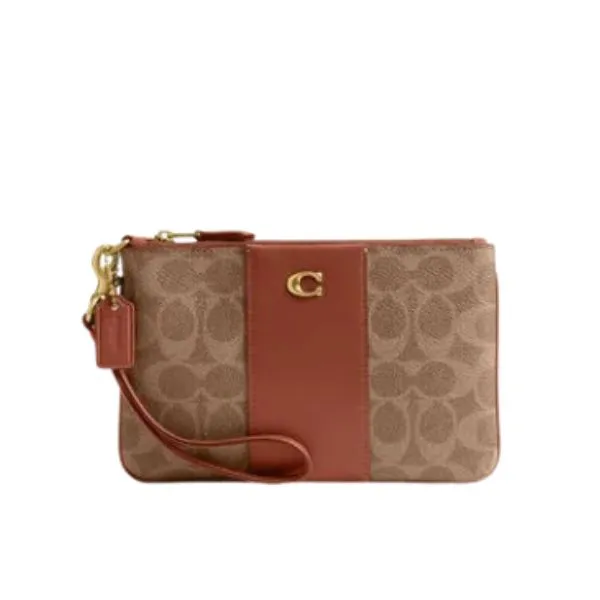 Ví Nữ Michael Kors MK Small Wristlet In Signature Canvas Màu Nâu