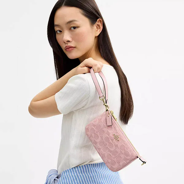 Túi Đeo Vai Nữ Coach Nolita 19 In Signature Denim CEX24 Màu Hồng Nhạt