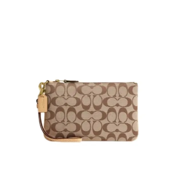 Ví Nữ Michael Kors MK Signature Jacquard Essential Small Wristlet CER36 Màu Beige