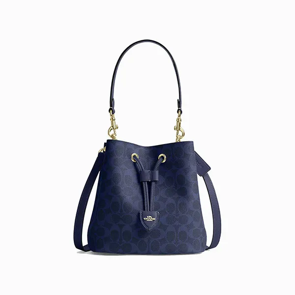 Túi Đeo Chéo Nữ Coach Rowan Bucket Bag In Signature Canvas CEZ36 Màu Xanh Navy