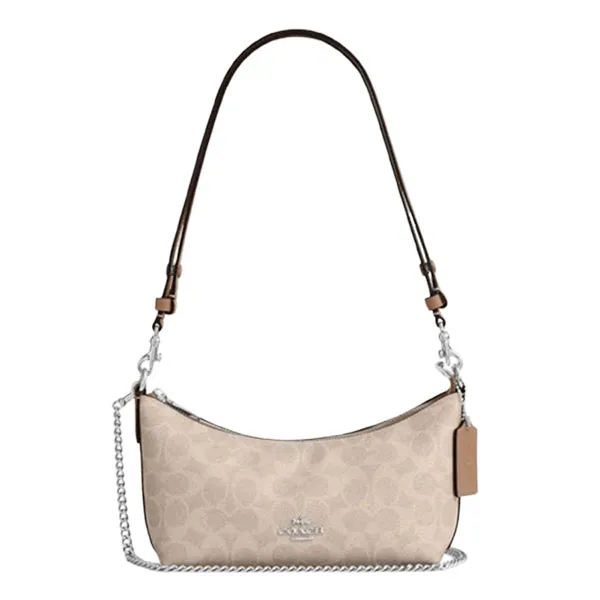Túi Đeo Chéo Nữ Coach Caitlin Shoulder Bag In Signature Canvas CEK80 Màu Cát