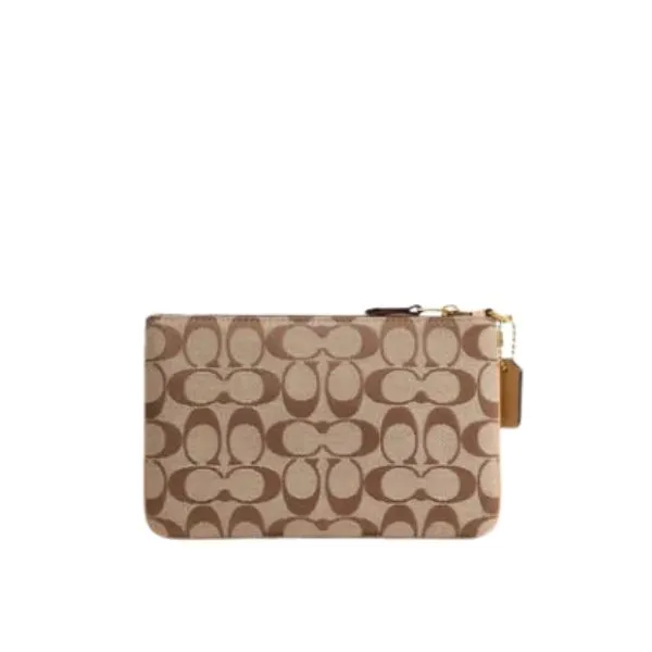 Ví Nữ Michael Kors MK Signature Jacquard Essential Small Wristlet CER36 Màu Beige