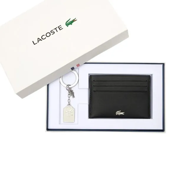 Set Ví Nam Lacoste FG Card Holder And Keychain Gift Set NH4406FG N22 Màu Đen